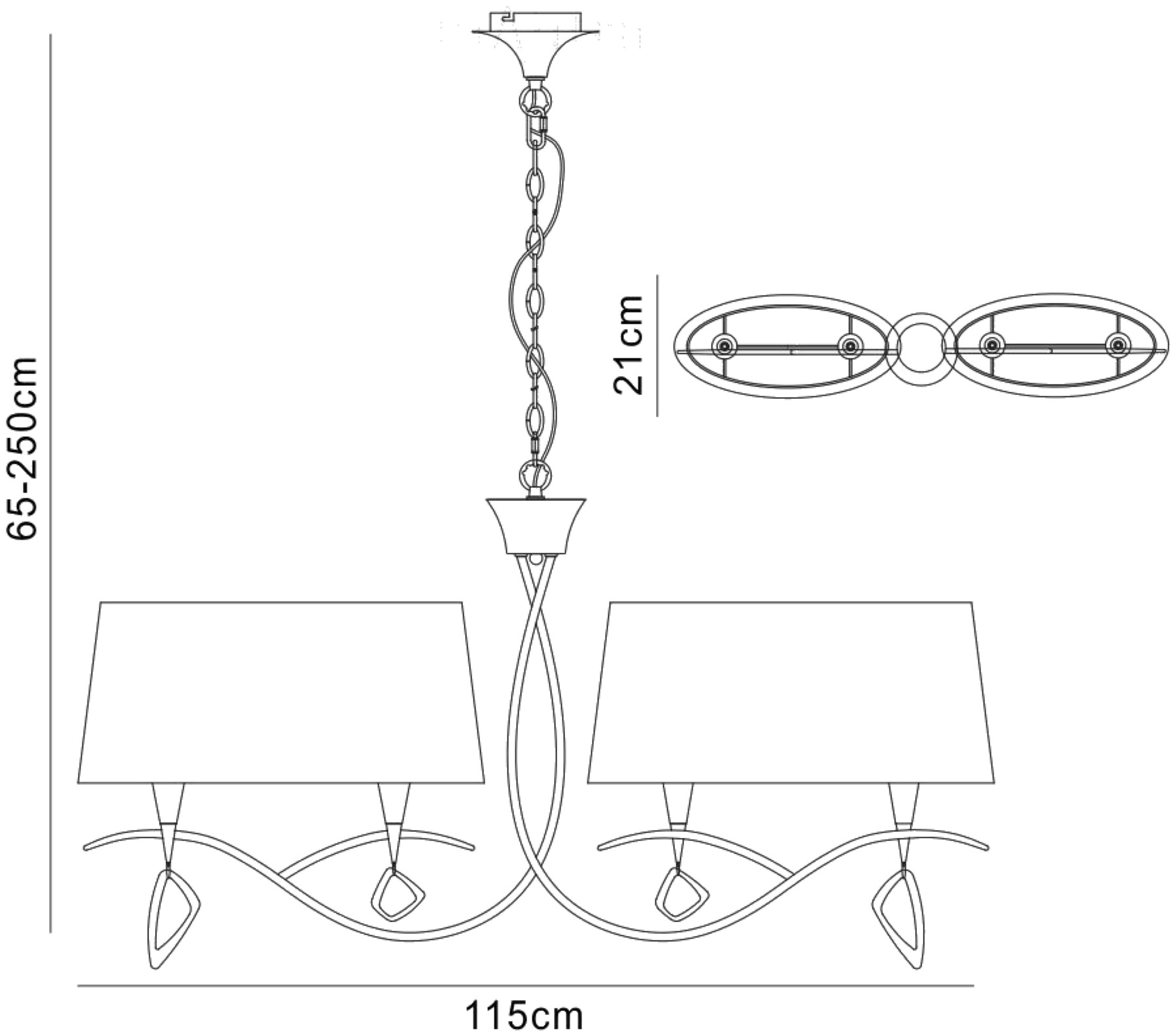 Mara Polished Chrome-Black Ceiling Lights Mantra Multi Arm Fittings
